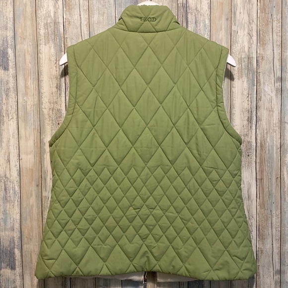 IZOD Women's Reversible Lime Green/White Quilted Puffer Vest | Large NWOT - Picture 7 of 13